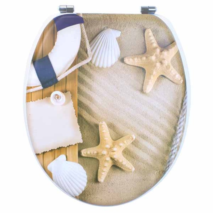 Capac wc, Frandis, cu balamale inox, inchidere standard, MDF, 37.5x45.3 cm, multicolor, model Plage 191626