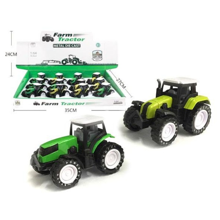 Tractor metalic Artyk multicolor 8cm pentru copii 3+