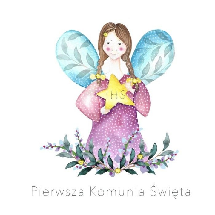 Felicitare comunie Clear Creations cu cristal Swarovski multicolor 16.1x16.1cm