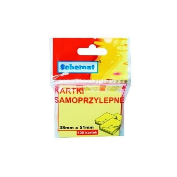 Schemat öntapadós cetlik, 38 x 51 mm, papír, sárga, 100 db