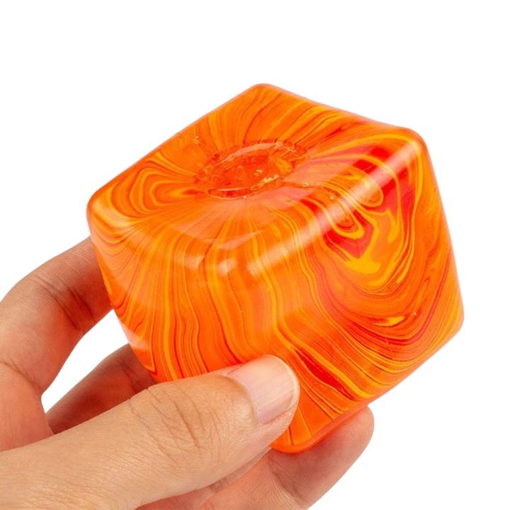 Squishy Dumpling LEIBOO, Antistress Szenzoros Játék Jégkocka Formában Kagylókkal, Lassan Növekvő, Szuper Puha, 5.5 cm, 180 g, Narancs