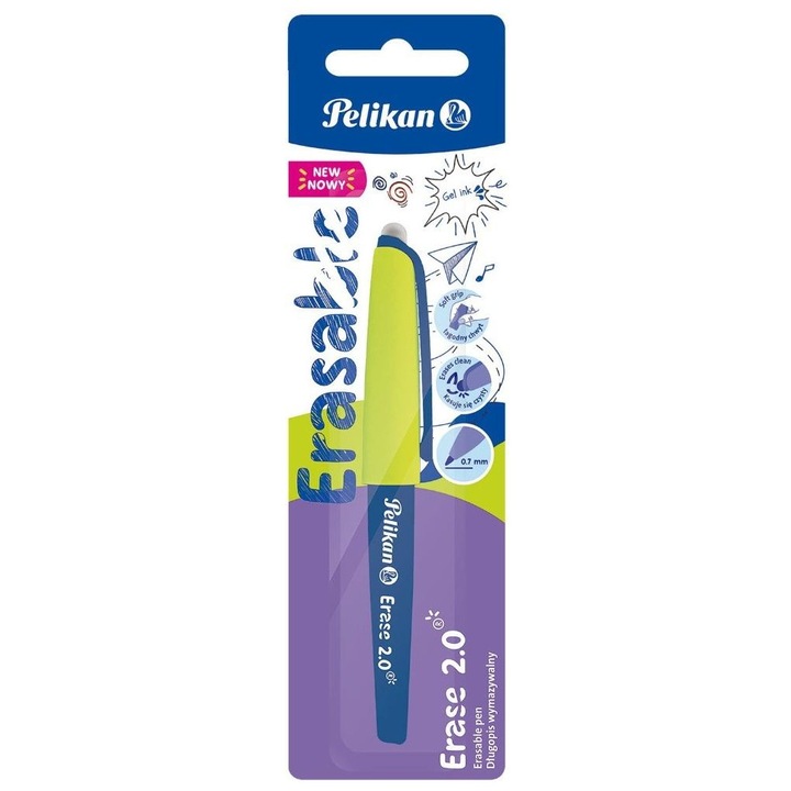 Pelikan Erase 2.0 gél toll, kék, 0,7mm