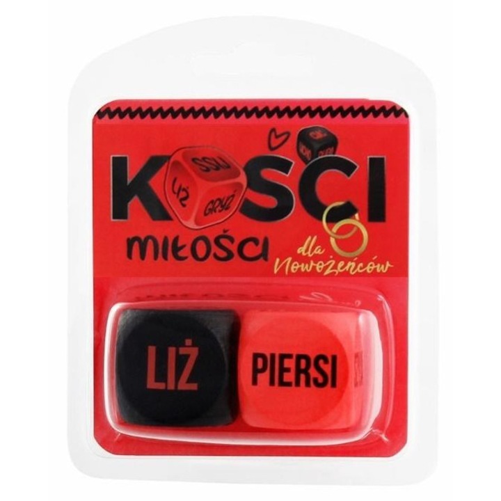 Erotikus kockajáték Grammi Kosci Milosci, szerelmi játék pároknak, 18+, 2 kockát tartalmaz, piros/fekete