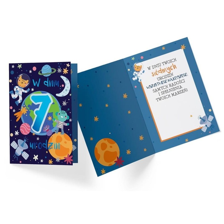Felicitare aniversare Kukartka Passion Premium PR-330, pentru baiat, 7 ani, Multicolor, 124x174 mm