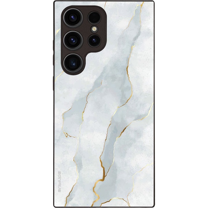 Husa/Carcasa Sonique Marble Series pentru Samsung Galaxy S23 Ultra, silicon cu spate acrilic, imprimeu digital rezistent la decolorare, prindere antialunecare, alb, 1 buc