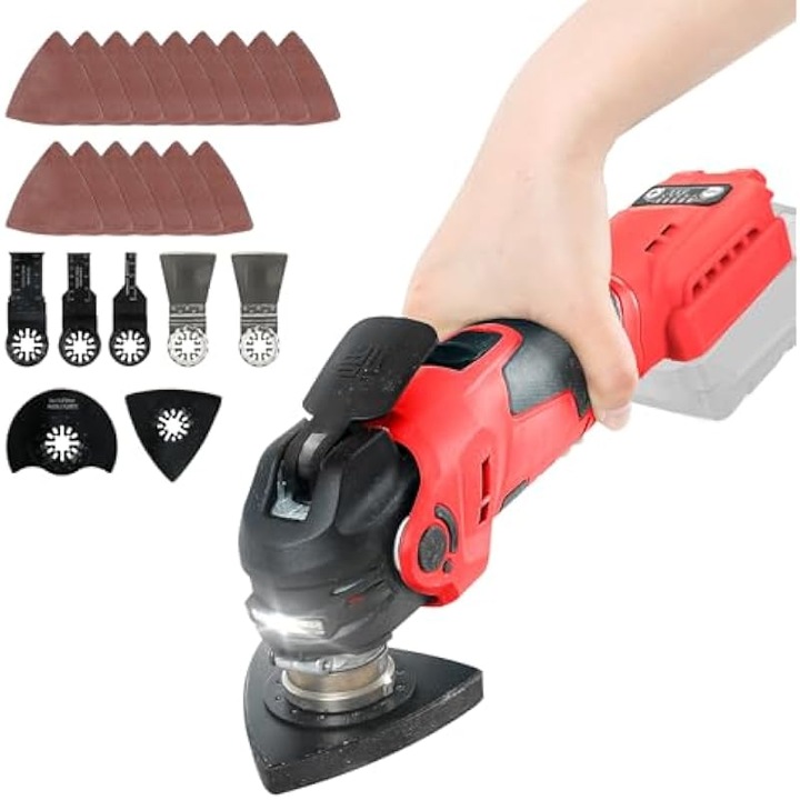Unealta multifunctionala fara perii, 300W, 5 viteze, LED, set accesorii, compatibila Milwaukee M18, negru