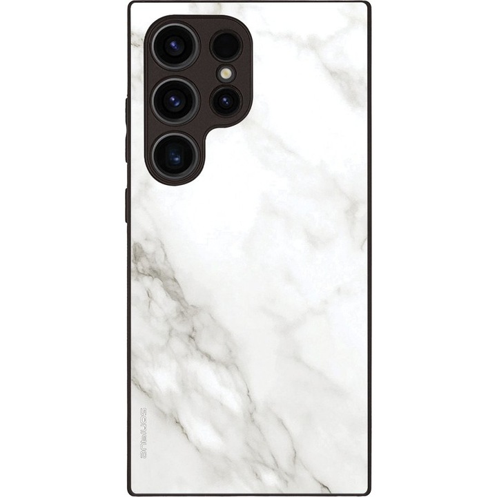 Sonique, Husa / carcasa pentru Samsung Galaxy S24 Ultra, silicon cu spate acrilic, imprimeu marmura rezistent, antialunecare, Alb