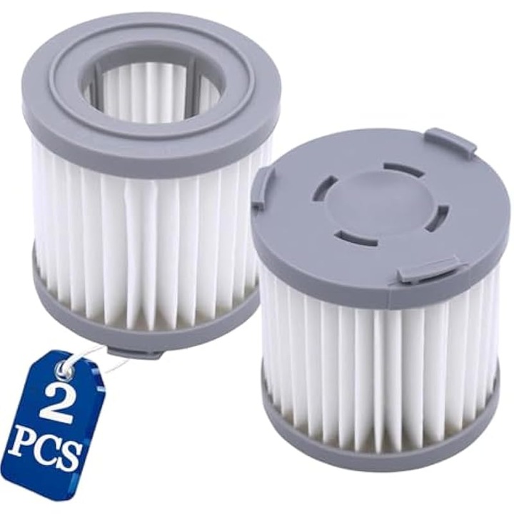 Filtru HEPA, filtru de aspirator compatibil Conga Cecotec Rockstar 500 / Lexy Jimmy C53T JV51 M52 CJ53 CB100 PD506, retine 99,97% particule de 0,3 µm, lavabil si reutilizabil, alb/gri, 2 buc
