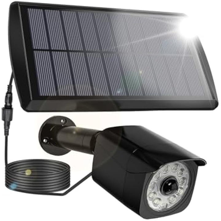 Lampa solara de securitate dummy, 3 moduri, IP65, alb, 20x10x8cm