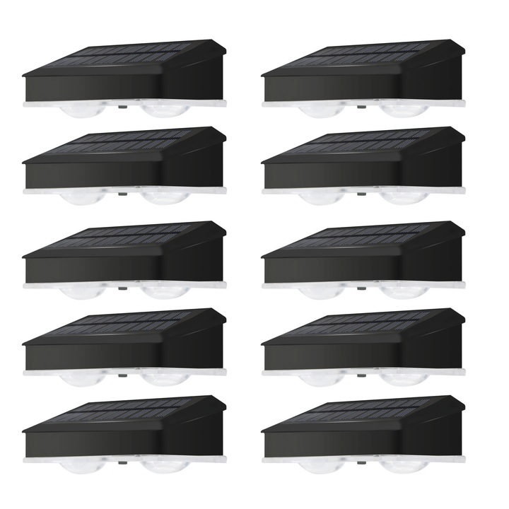 Set 10 Lampi Solare Exterioare, 4 Moduri Lumina, Alb Cald Alb Rece RGB, IP65, 12x8x5cm