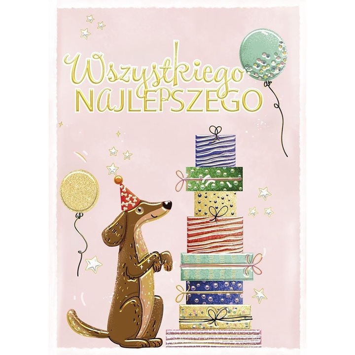 Henry B6 születésnapi kártya, tacskóval és ajándékokkal, többszínű, 1 db