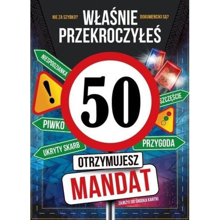 Felicitare aniversara, Armin Style, B6, pentru 50 de ani, cu detalii aurii si argintii, efect 3D, Multicolor