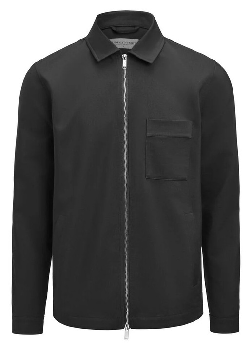 Camasa overshirt cu fermoar si buzunar frontal, Negru