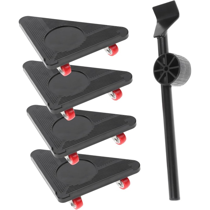 Set unelte mutat mobilier, roti, rezistent, eficient, negru, dimensiuni variabile