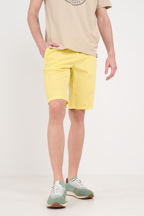KVL by KENVELO, Pantaloni chino scurti cu snur, Galben