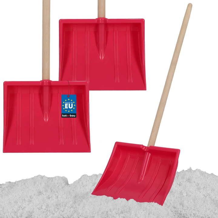 KOTARBAU® 2 bucati Lopata de zapada, plastic, 25x20 cm, Lopata pentru copii, cu maner din lemn, Ergonomica, Usoara, Roz Natural