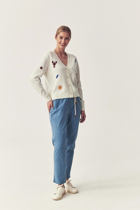 Tatuum, Cardigan cu detalii brodate, Crem