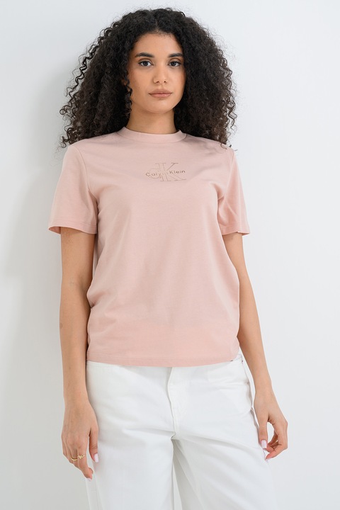 CALVIN KLEIN JEANS, Logós pamutpóló, Púderrózsaszín