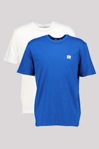 CALVIN KLEIN JEANS, Set de tricouri din bumbac - 2 piese, Alb, Albastru royal, M