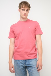 CALVIN KLEIN JEANS, Tricou din bumbac cu decolteu la baza gatului, Roz, M