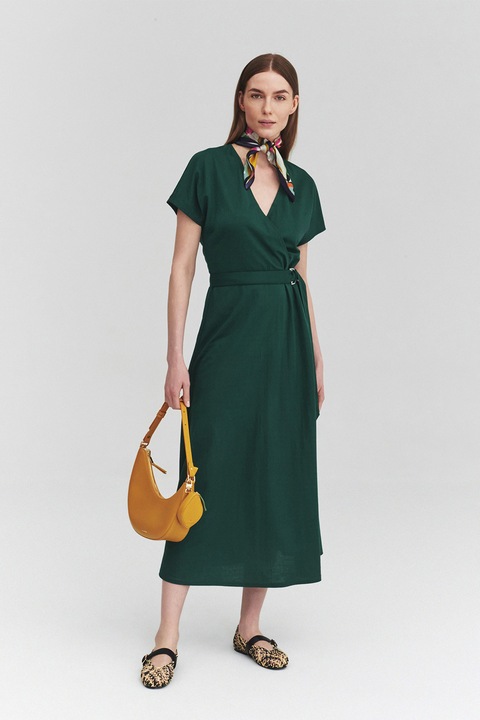 Tatuum, Rochie midi uni cu cordon, Verde englez