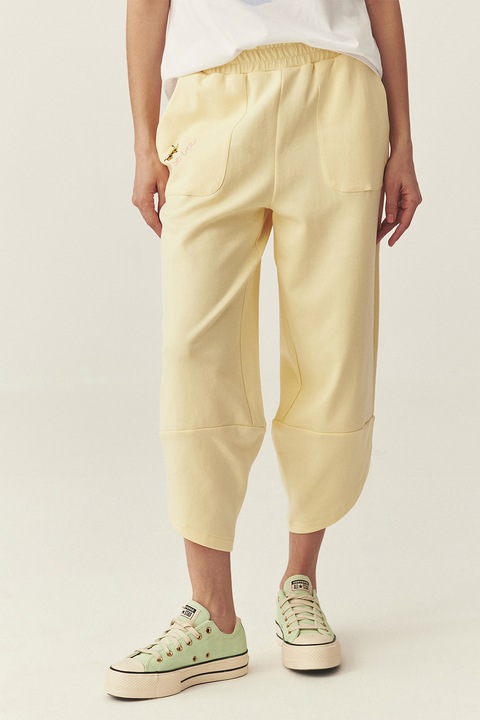 Tatuum, Pantaloni asimetrici de trening cu imprimeu Maya The Bee, Galben pastel, L
