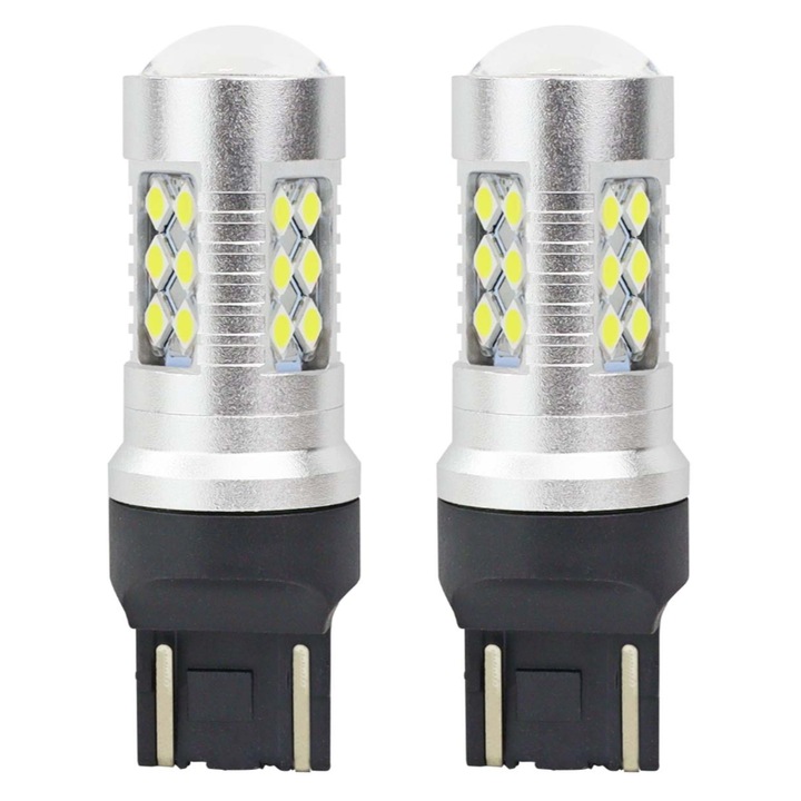 Set leduri auto T20 CANBUS 3030 24SMD 7443 W21/5W Alb 12V/24V