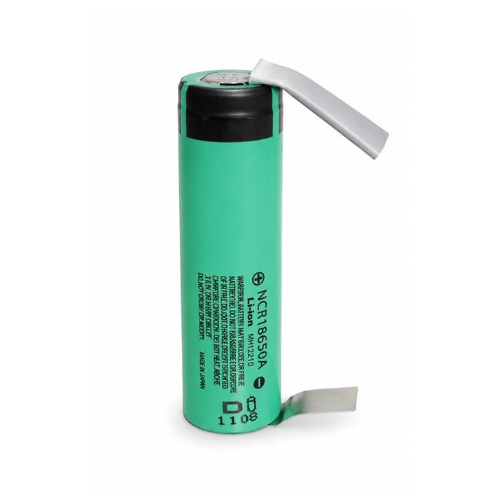 Acumulator Li-Ion Panasonic NCR18650A 3100mAh 6.2A 3.7V Baterie Reincarcabila cu Urechi Lipire in U