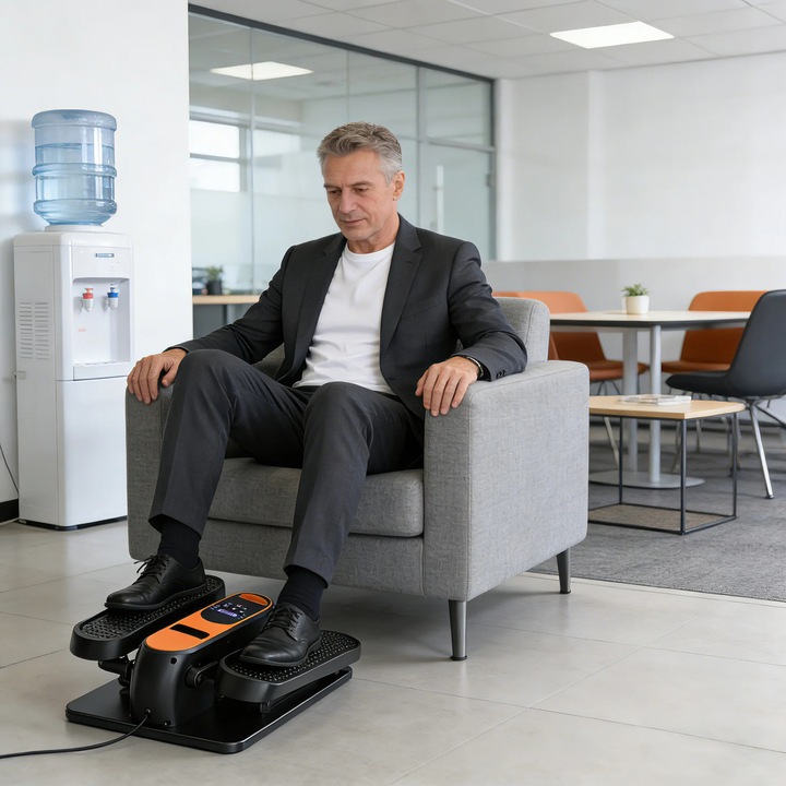 Mini eliptica pentru sub birou, Pedalier fitness, Compacta si silentioasa, Cardio la sedere, Acasa/Birou, Pentru adulti si copii