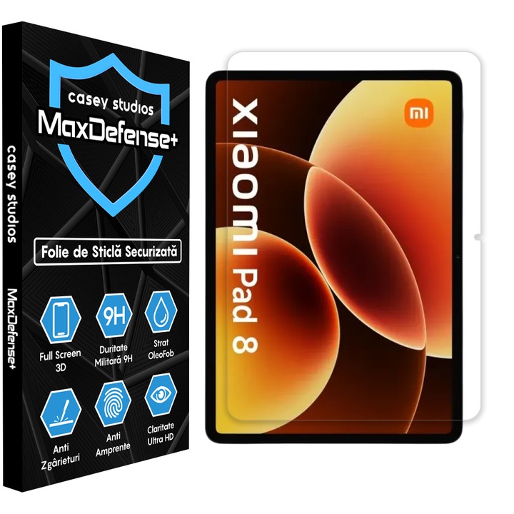 Folie Sticla CASEY STUDIOS™ Xiaomi Pad 8-hoz, Teljes Borítás 3D, Teljes Ragasztás, Edzett Üveg, Katonai Keménység, Ultra HD, Professzionális 3D Képernyővédelem, Karcálló, Ütésálló, Átlátszó