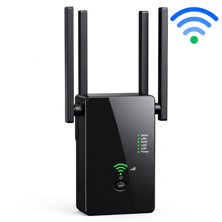 Semnal Router Cu Sim Amplificator Semnal HASEPE® Wireless WiFi 1200M Dual Band, Range ...