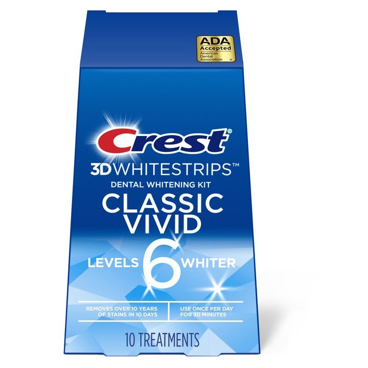 Crest 3D White Whitestrips Vivid fogfehérítő csíkok, 35 gr, 10 napos kezelés, 20 csík