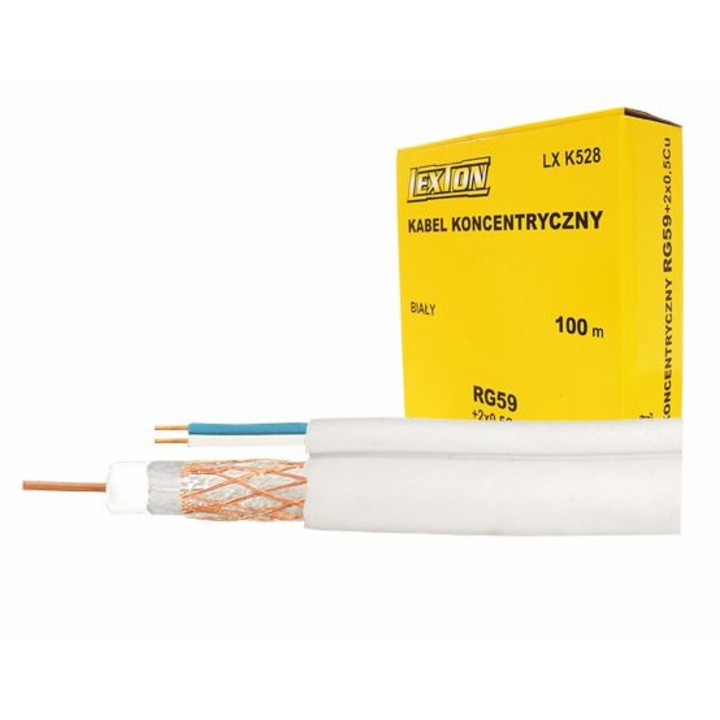 Cablu coaxial RG59+2x0.50mm2 camere Cupru
