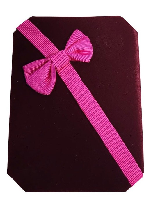 Cutie de bijuterii, cadouri, design cu funda, catifea, 10 x 7.5 x 3.5 cm, roz/visiniu, Dactylion®