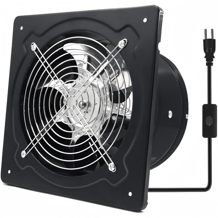 Ventilator de Evacuare, Wulnar, 220 mm, 2800 Rpm, 220 V, 80W, Metal, Negru