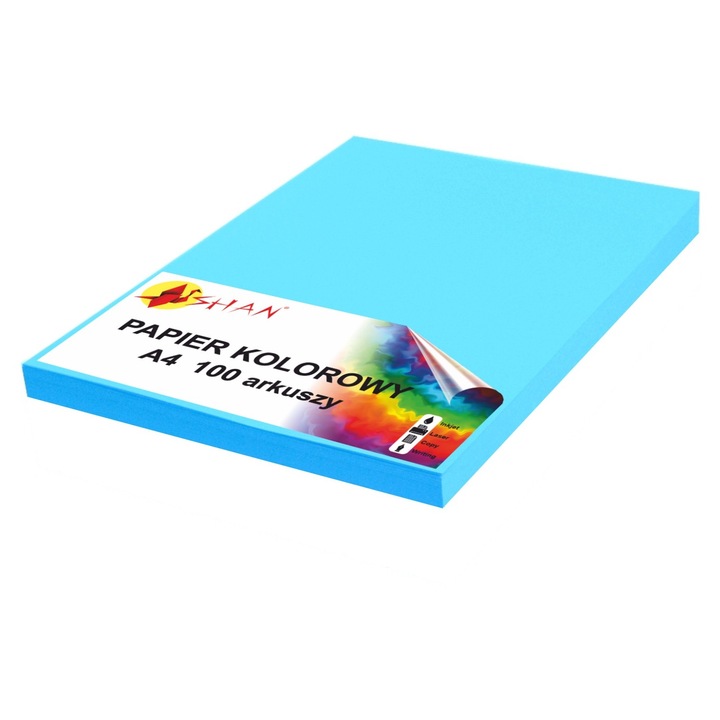 Hartie colorata Shan A4 120g albastru 100 foi