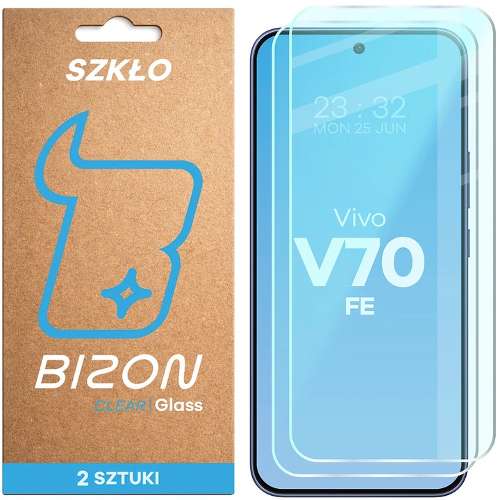 Set 2 Sticla de protectie Bizon Glass Clear Duo pentru Vivo V70 FE 5G