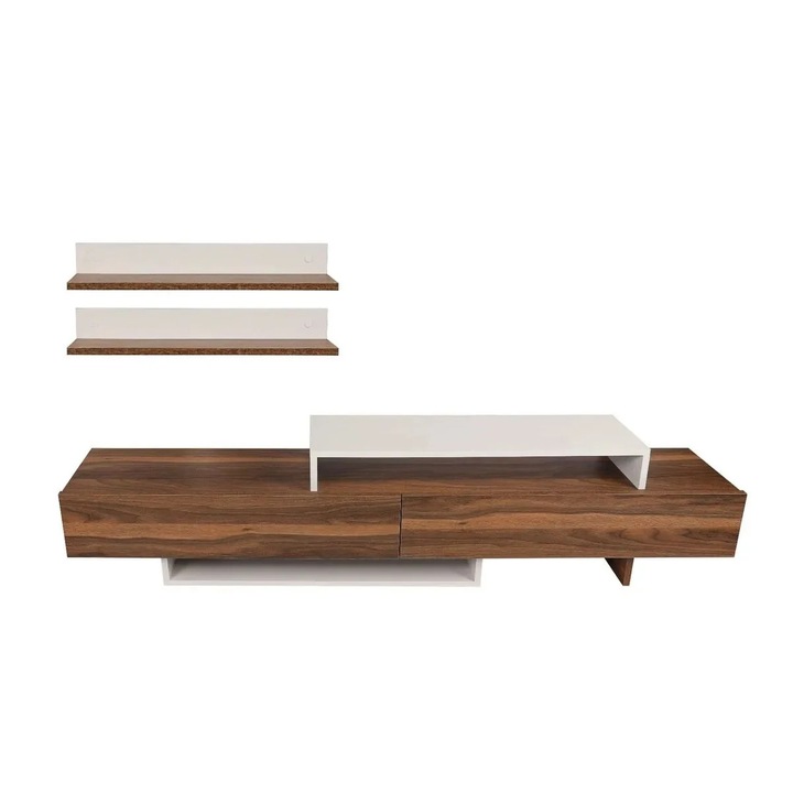 Hanah Home comoda TV living 180x41.7x29.5 cm, PAL 18mm, alb si tec, design scandinav