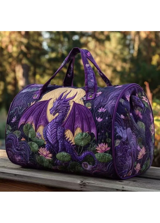 Utazótáska, 3D nyomtatott textil, retro boho virágminta, Többszínű, Nagy 18x9x9 in