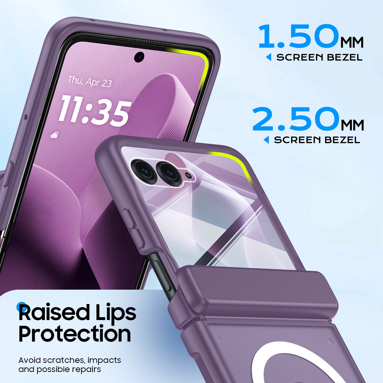 Husa pentru Motorola Razr 60 Ultra / Razr Ultra 2025, compatibila MagSafe, protectie balama si ecran, anti-soc, mat semitransparenta, Violet