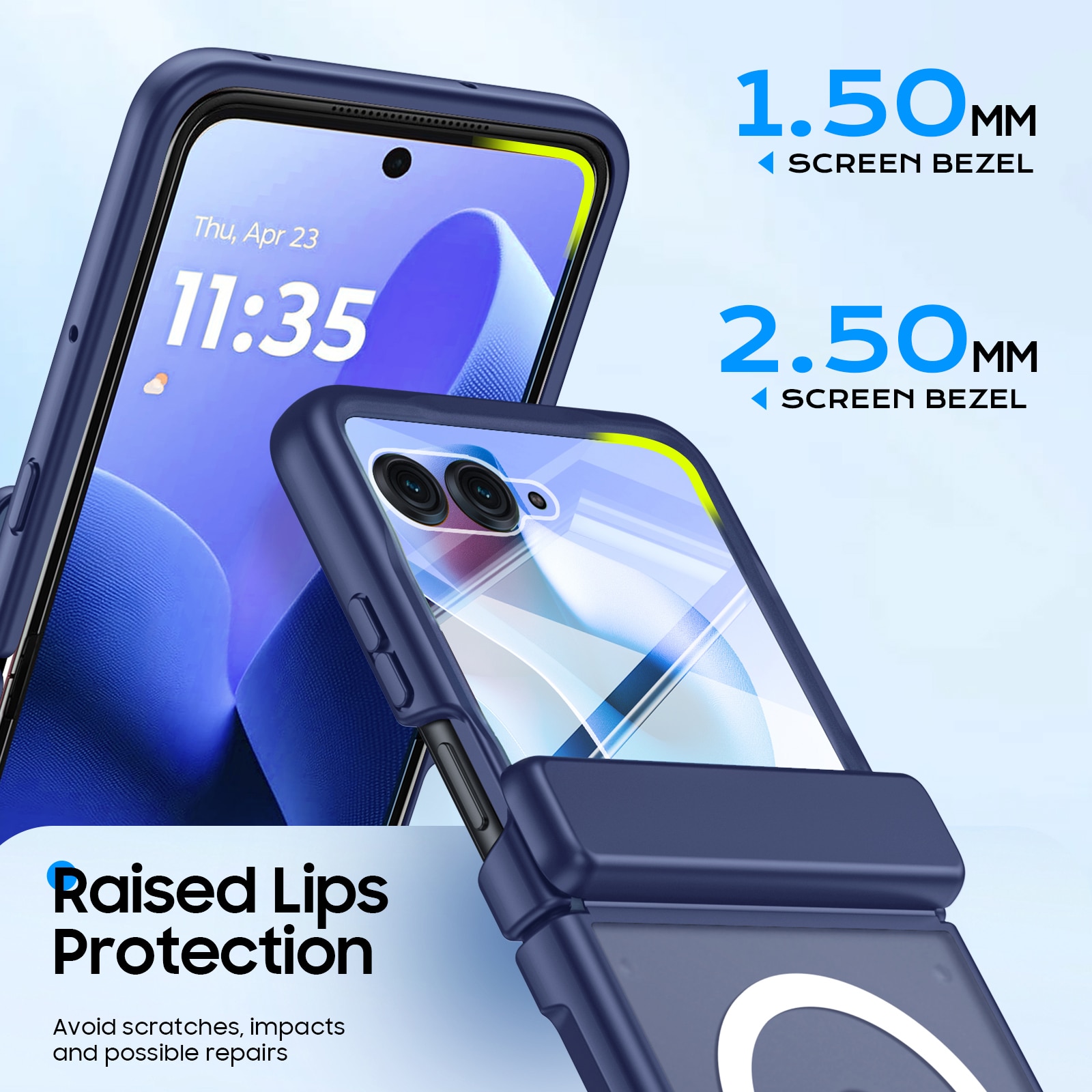 Husa Compatibil cu Motorola Razr 60 Ultra / Razr Ultra 2025, compatibila MagSafe, protectie balama si ecran, anti-soc, semitransparenta mata, Albastru