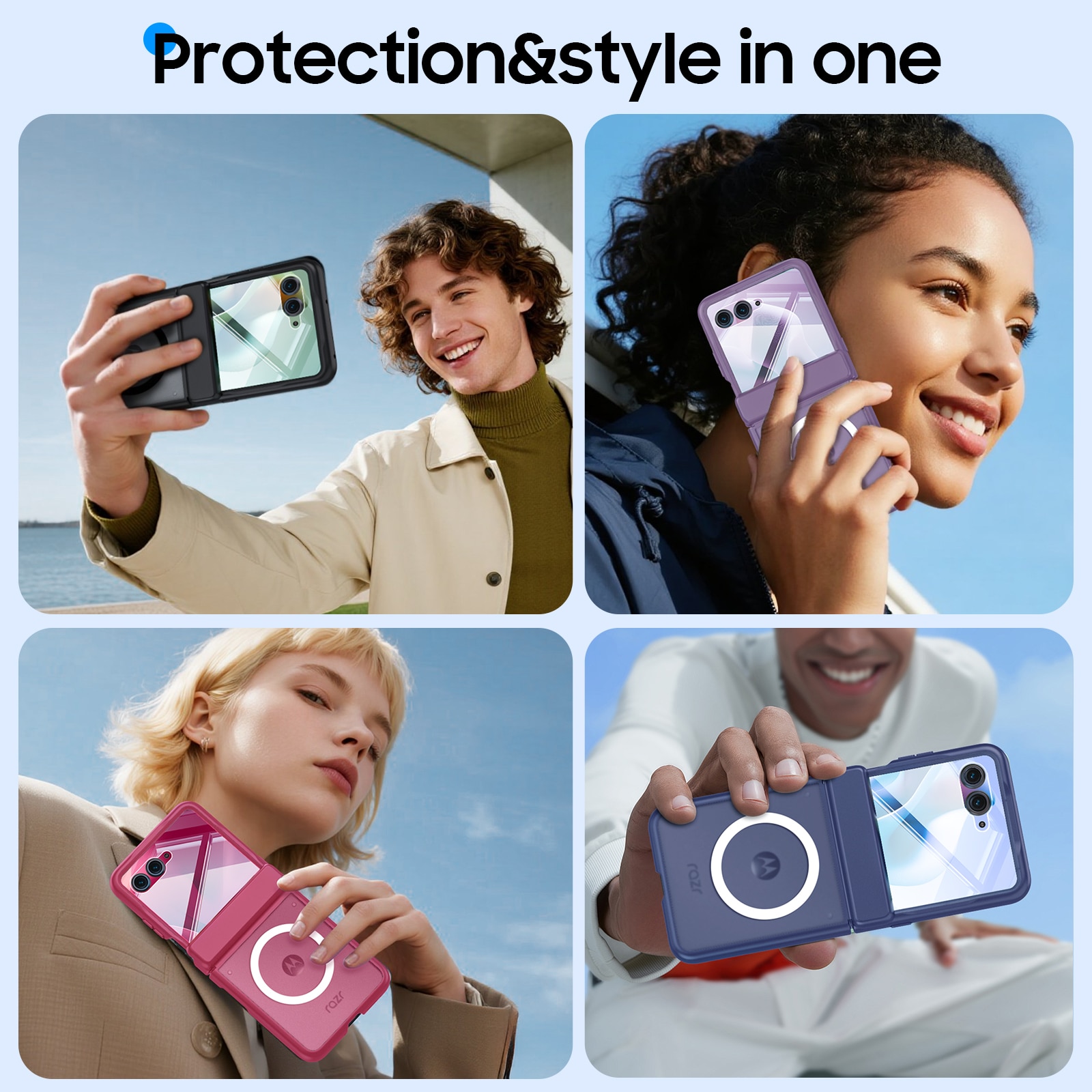 Husa pentru Motorola Razr 60 Ultra / Razr Ultra 2025, compatibila MagSafe, protectie balama si ecran, anti-soc, mat semitransparenta, Violet