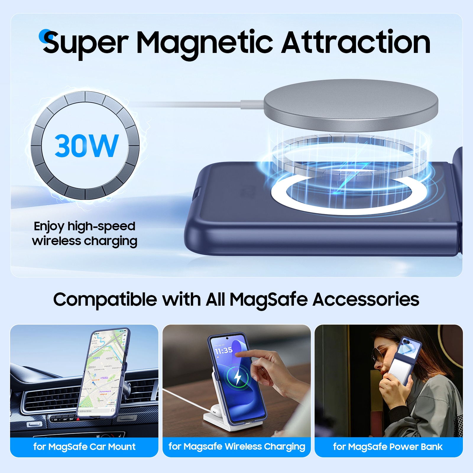 Husa Compatibil cu Motorola Razr 60 Ultra / Razr Ultra 2025, compatibila MagSafe, protectie balama si ecran, anti-soc, semitransparenta mata, Albastru