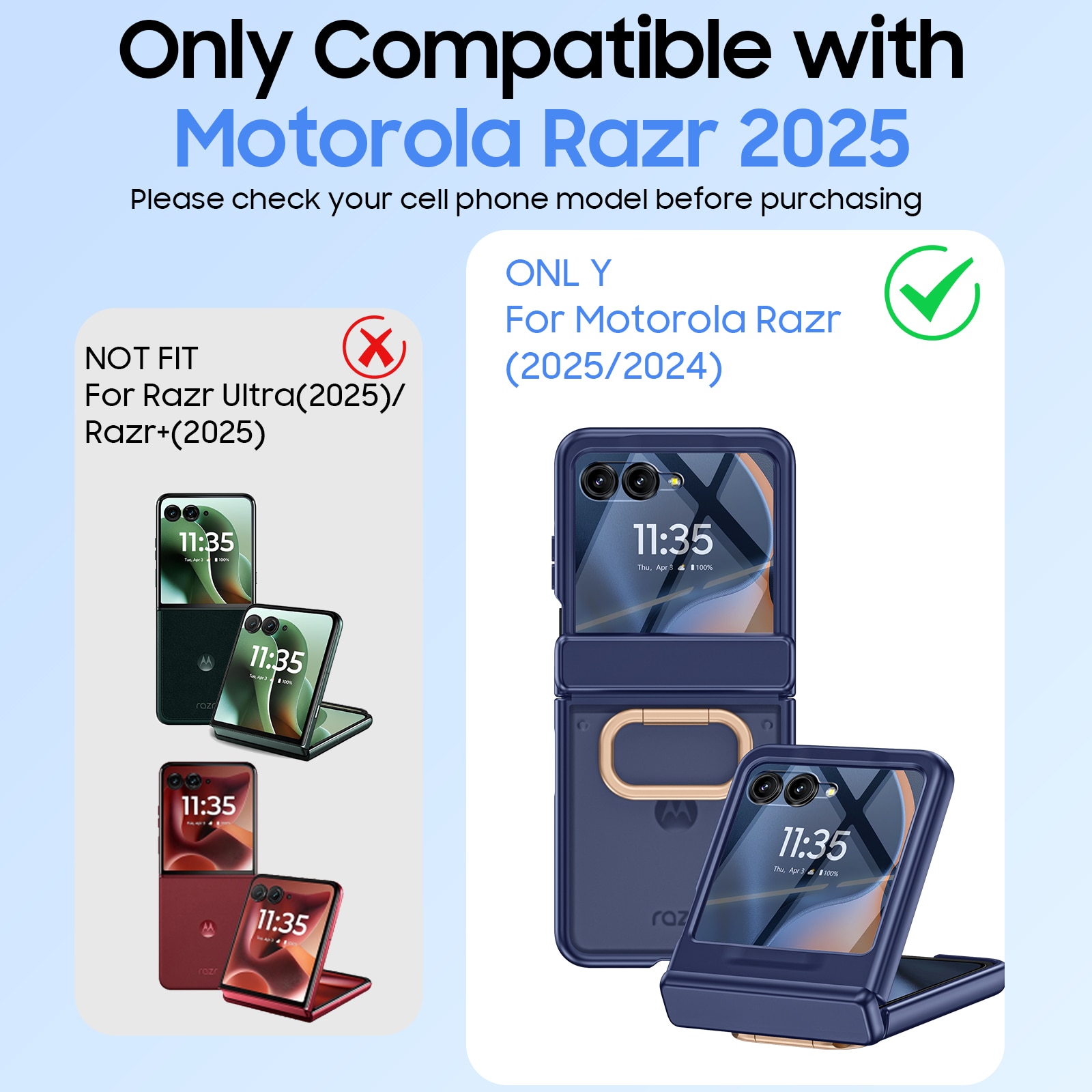 Husa pentru Motorola Razr 50 / Razr 60 2024-2025, cu inel suport, incarcare wireless, protectie balama si ecran, anti-soc, semitransparenta mata, Albastru