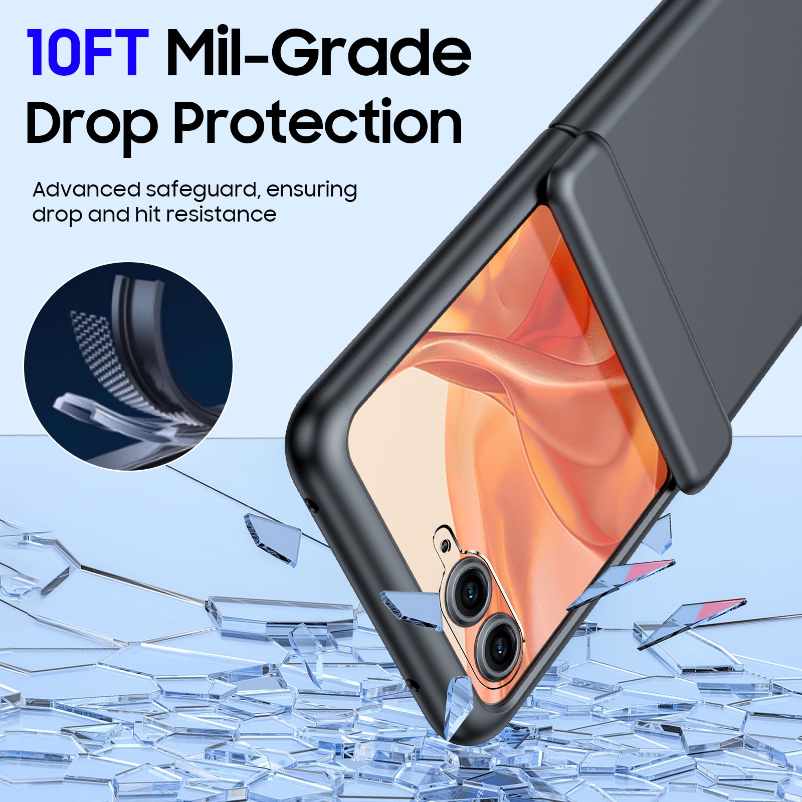Husa Compatibil cu Motorola Razr 50 / Razr 60, protectie militara 360, protectie balama auto-rebound, folie sticla HD, anti-soc, slim, Negru