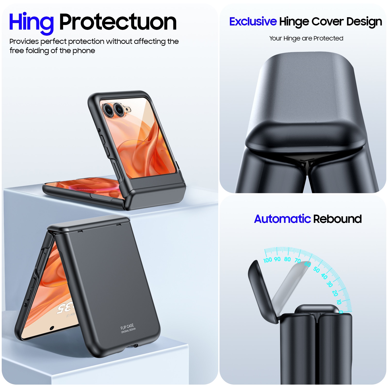 Husa Compatibil cu Motorola Razr 50 / Razr 60, protectie militara 360, protectie balama auto-rebound, folie sticla HD, anti-soc, slim, Negru