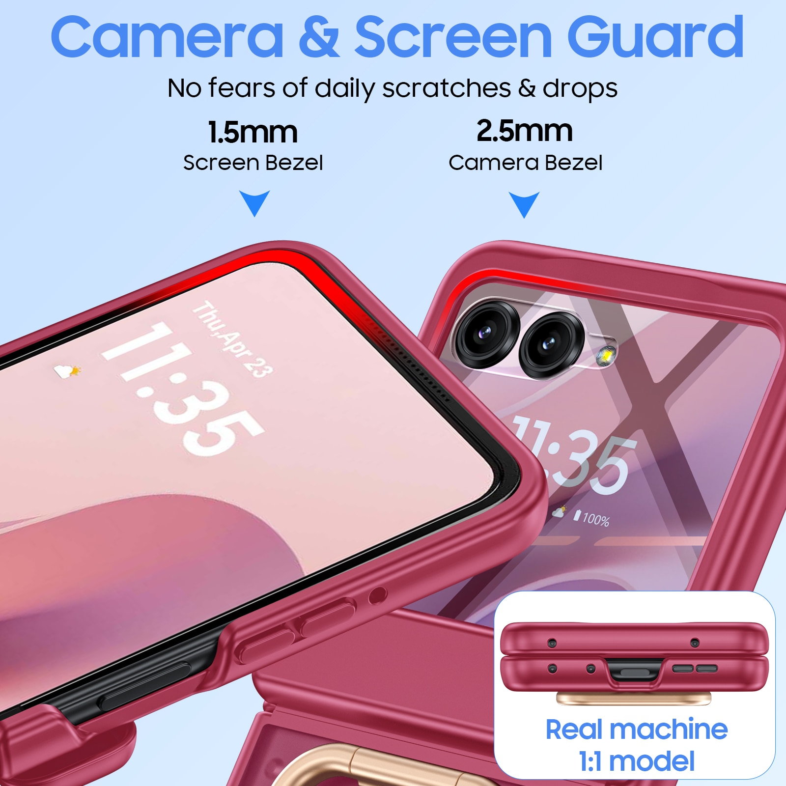 Husa pentru Motorola Razr 50 / Razr 60 2024-2025, cu inel suport, incarcare wireless, protectie balama si ecran, anti-soc, semitransparenta mata, Rose Red