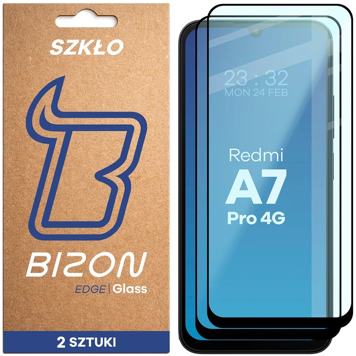 Set 2 Sticla de protectie cu rama Bizon Glass Edge Duo do Xiaomi Redmi A7 Pro 4G