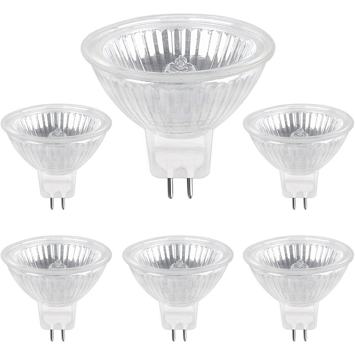Bec halogen Tigrezy GU5.3 35W 12V, 250lm alb cald 2700K reglabil, bec halogen MR16, 6 buc