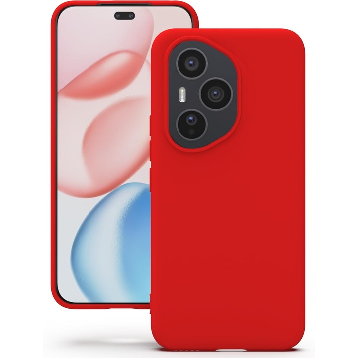 BestCase® Husa Premium Liquid Silicon Compatibila cu Honor 400 Pro, 1.2mm Slim, Microfibra in interior, Antisoc, Rezistent la socuri, Protectie camera, Rosu